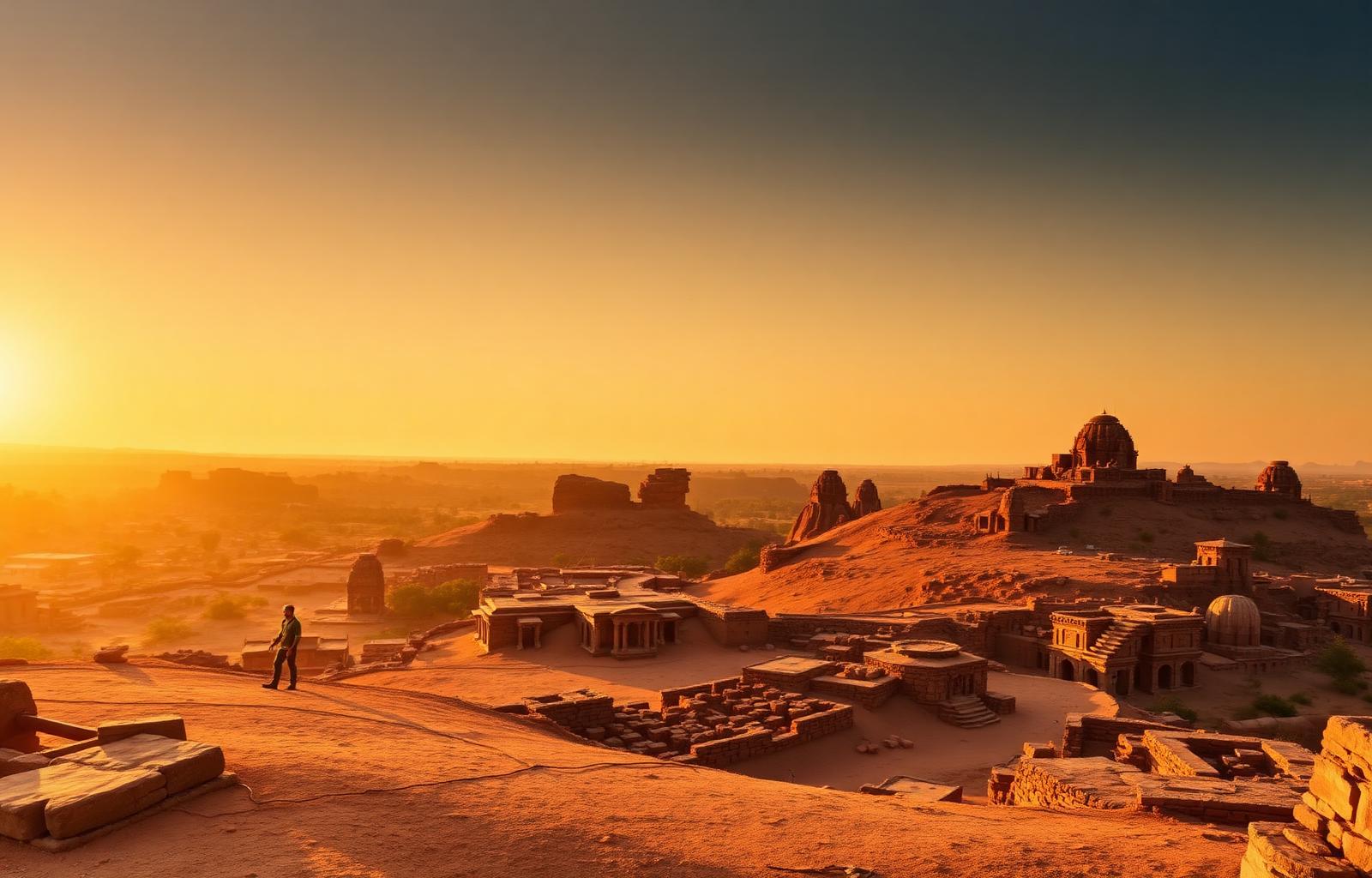 Heritage tourism landscape in India at sunrise